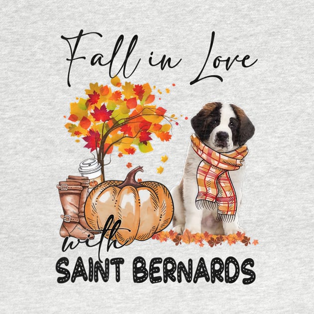 Fall In Love With Saint Bernards Fall Pumpkin Thanksgiving by Red and Black Floral